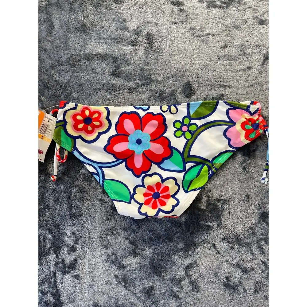 Vintage Y2K 2003 In Mocean White Floral Side Tie Bikini Bottom Small S